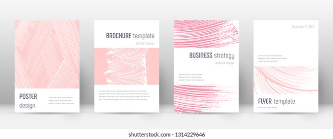 Cover page design template. Minimalistic brochure layout. Comely trendy abstract cover page. Pink and blue grunge texture background. Admirable poster.