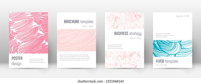 Cover page design template. Minimalistic brochure layout. Classy trendy abstract cover page. Pink and blue grunge texture background. Uncommon poster.