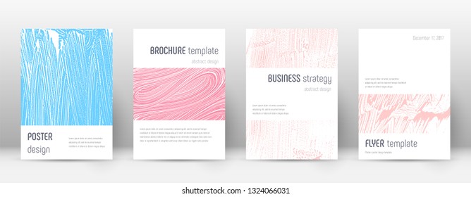 Cover page design template. Minimalistic brochure layout. Classy trendy abstract cover page. Pink and blue grunge texture background. Vibrant poster.