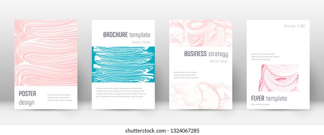 Cover page design template. Minimalistic brochure layout. Comely trendy abstract cover page. Pink and blue grunge texture background. Delightful poster.