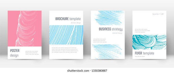 Cover page design template. Minimalistic brochure layout. Classy trendy abstract cover page. Pink and blue grunge texture background. Likable poster.