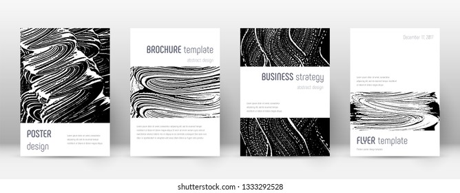 Cover page design template. Minimalistic brochure layout. Classic trendy abstract cover page. Black and white grunge texture background. Ideal poster.