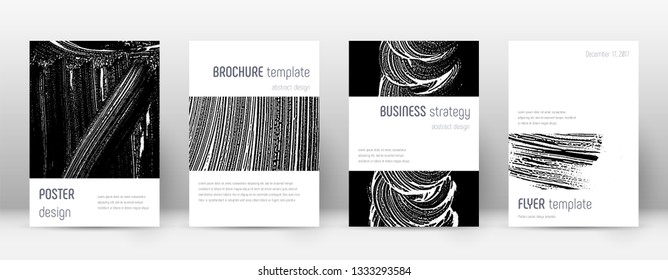 Cover page design template. Minimalistic brochure layout. Classic trendy abstract cover page. Black and white grunge texture background. Incredible poster.