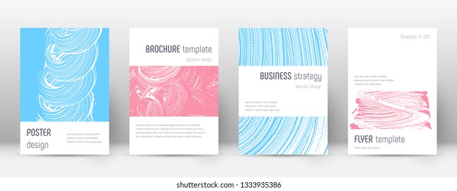 Cover page design template. Minimalistic brochure layout. Classic trendy abstract cover page. Pink and blue grunge texture background. Vibrant poster.