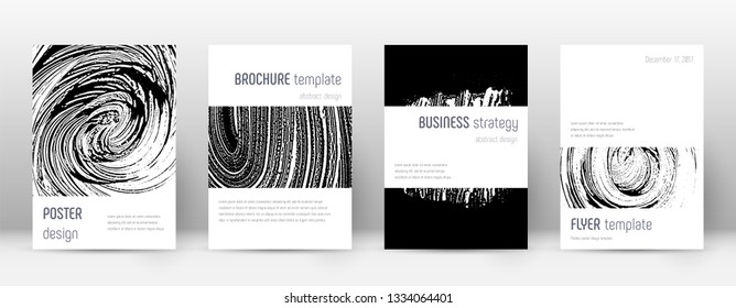 Cover page design template. Minimalistic brochure layout. Classic trendy abstract cover page. Black and white grunge texture background. Enchanting poster.