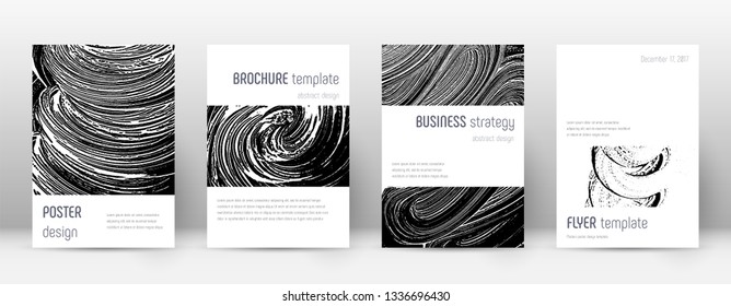 Cover page design template. Minimalistic brochure layout. Classic trendy abstract cover page. Black and white grunge texture background. Fascinating poster.