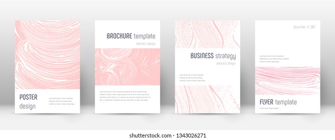 Cover page design template. Minimalistic brochure layout. Classy trendy abstract cover page. Pink and blue grunge texture background. Eminent poster.