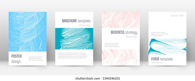 Cover page design template. Minimalistic brochure layout. Classy trendy abstract cover page. Pink and blue grunge texture background. Breathtaking poster.