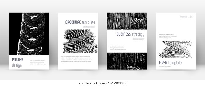 Cover page design template. Minimalistic brochure layout. Classic trendy abstract cover page. Black and white grunge texture background. Interesting poster.