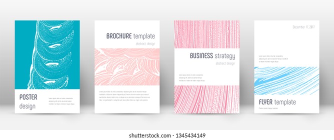 Cover page design template. Minimalistic brochure layout. Classy trendy abstract cover page. Pink and blue grunge texture background. Popular poster.