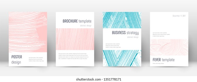 Cover page design template. Minimalistic brochure layout. Classy trendy abstract cover page. Pink and blue grunge texture background. Awesome poster.