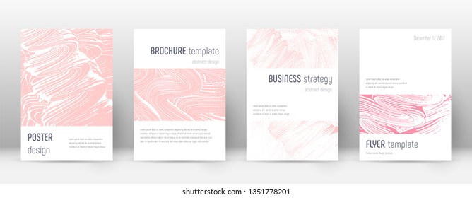 Cover page design template. Minimalistic brochure layout. Comely trendy abstract cover page. Pink and blue grunge texture background. Artistic poster.