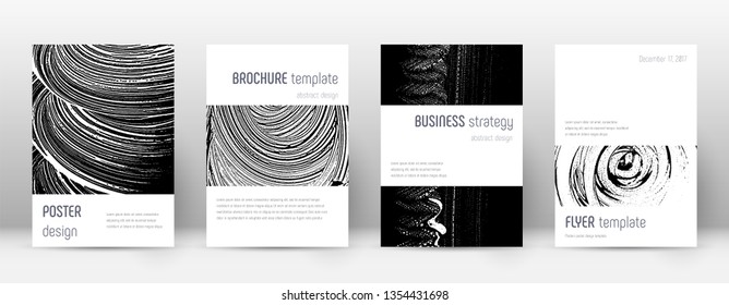 Cover page design template. Minimalistic brochure layout. Classic trendy abstract cover page. Black and white grunge texture background. Original poster.