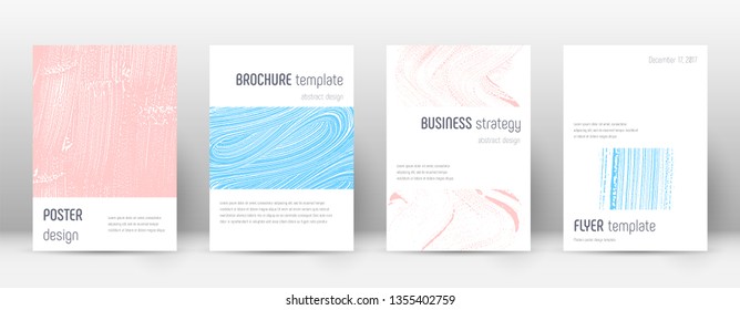 Cover page design template. Minimalistic brochure layout. Classy trendy abstract cover page. Pink and blue grunge texture background. Sublime poster.