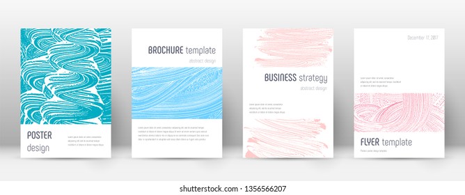 Cover page design template. Minimalistic brochure layout. Classic trendy abstract cover page. Pink and blue grunge texture background. Shapely poster.