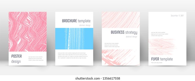 Cover page design template. Minimalistic brochure layout. Comely trendy abstract cover page. Pink and blue grunge texture background. Captivating poster.