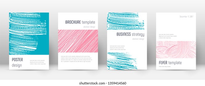 Cover page design template. Minimalistic brochure layout. Classic trendy abstract cover page. Pink and blue grunge texture background. Symmetrical poster.