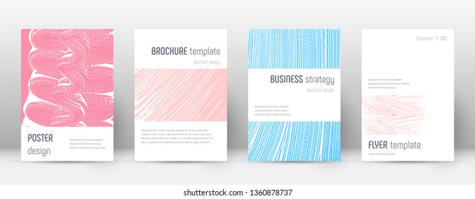 Cover page design template. Minimalistic brochure layout. Classy trendy abstract cover page. Pink and blue grunge texture background. Fantastic poster.