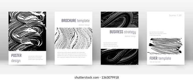 Cover page design template. Minimalistic brochure layout. Classic trendy abstract cover page. Black and white grunge texture background. Positive poster.