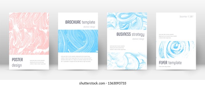 Cover page design template. Minimalistic brochure layout. Classy trendy abstract cover page. Pink and blue grunge texture background. Energetic poster.