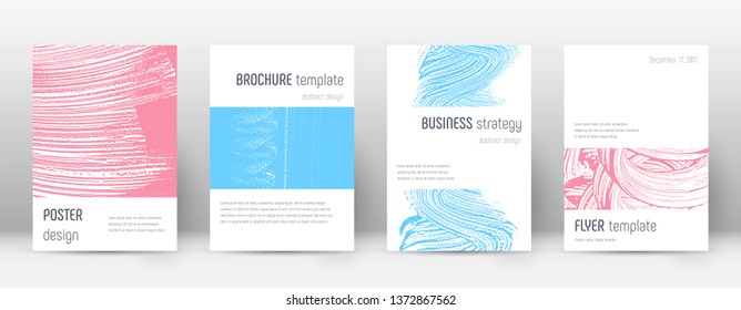 Cover page design template. Minimalistic brochure layout. Comely trendy abstract cover page. Pink and blue grunge texture background. Dazzling poster.