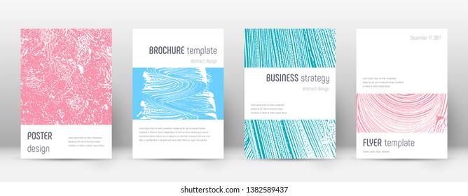 Cover page design template. Minimalistic brochure layout. Classy trendy abstract cover page. Pink and blue grunge texture background. Cool poster.