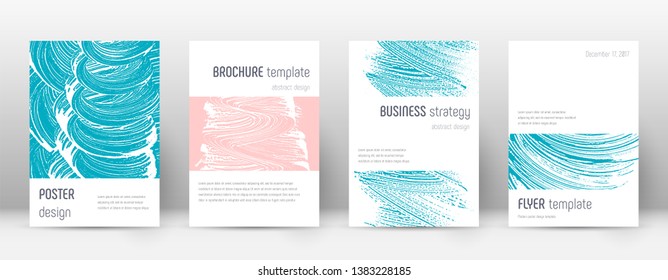 Cover page design template. Minimalistic brochure layout. Classy trendy abstract cover page. Pink and blue grunge texture background. Pretty poster.