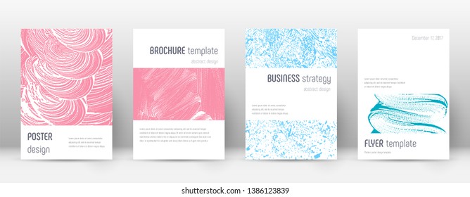 Cover page design template. Minimalistic brochure layout. Classy trendy abstract cover page. Pink and blue grunge texture background. Gorgeous poster.