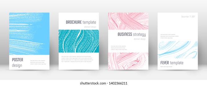 Cover page design template. Minimalistic brochure layout. Comely trendy abstract cover page. Pink and blue grunge texture background. Bizarre poster.