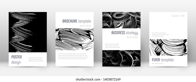 Cover page design template. Minimalistic brochure layout. Classic trendy abstract cover page. Black and white grunge texture background. Emotional poster.
