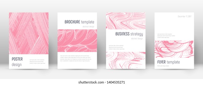 Cover page design template. Minimalistic brochure layout. Classy trendy abstract cover page. Pink and blue grunge texture background. Shapely poster.