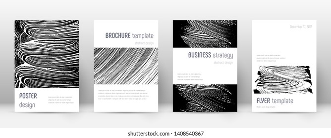 Cover page design template. Minimalistic brochure layout. Classic trendy abstract cover page. Black and white grunge texture background. Extraordinary poster.