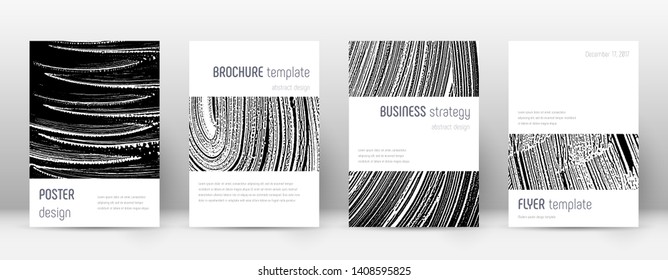 Cover page design template. Minimalistic brochure layout. Classic trendy abstract cover page. Black and white grunge texture background. Fresh poster.