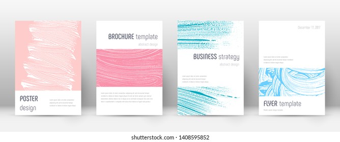 Cover page design template. Minimalistic brochure layout. Classy trendy abstract cover page. Pink and blue grunge texture background. Appealing poster.