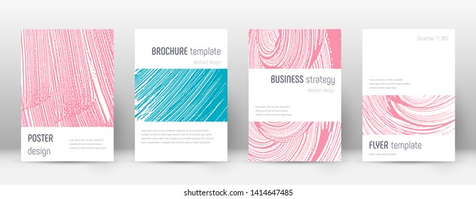 Cover page design template. Minimalistic brochure layout. Classy trendy abstract cover page. Pink and blue grunge texture background. Authentic poster.