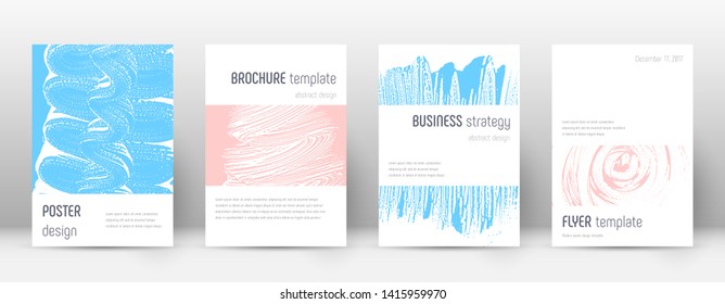 Cover page design template. Minimalistic brochure layout. Classy trendy abstract cover page. Pink and blue grunge texture background. Rare poster.