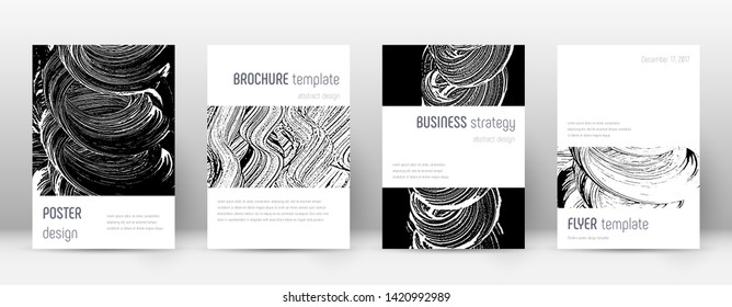 Cover page design template. Minimalistic brochure layout. Classic trendy abstract cover page. Black and white grunge texture background. Grand poster.