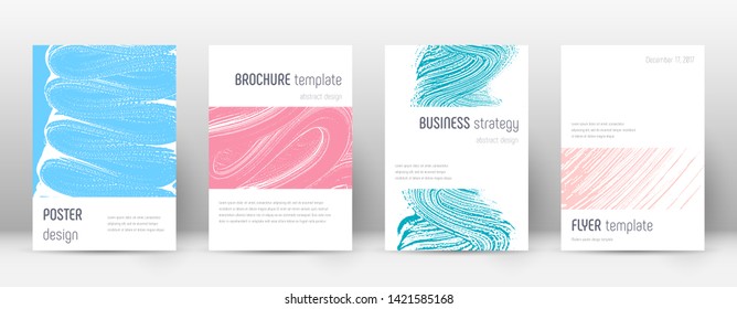 Cover page design template. Minimalistic brochure layout. Comely trendy abstract cover page. Pink and blue grunge texture background. Beauteous poster.