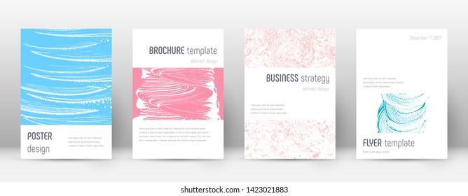 Cover page design template. Minimalistic brochure layout. Classy trendy abstract cover page. Pink and blue grunge texture background. Marvelous poster.