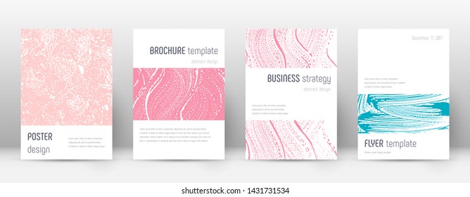 Cover page design template. Minimalistic brochure layout. Classic trendy abstract cover page. Pink and blue grunge texture background. Remarkable poster.