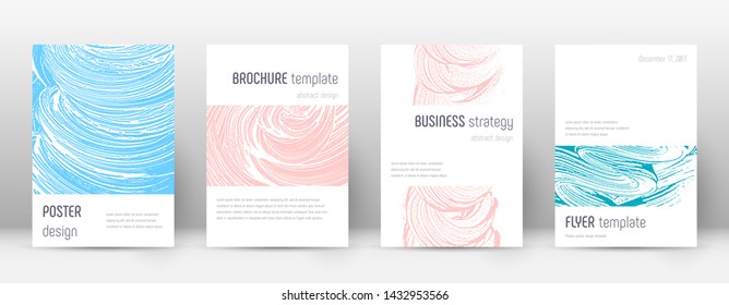 Cover page design template. Minimalistic brochure layout. Classy trendy abstract cover page. Pink and blue grunge texture background. Magnetic poster.