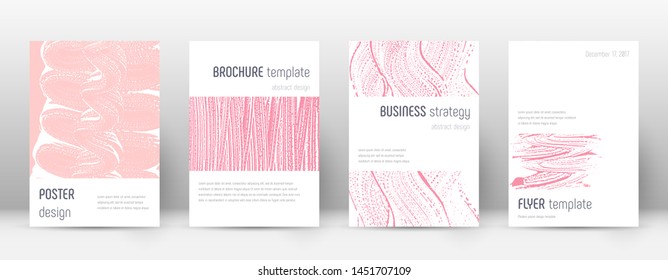 Cover page design template. Minimalistic brochure layout. Comely trendy abstract cover page. Pink and blue grunge texture background. Appealing poster.