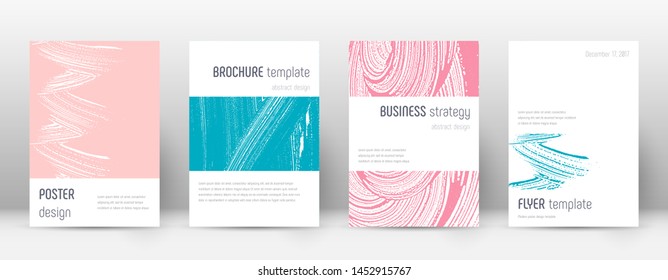 Cover page design template. Minimalistic brochure layout. Classy trendy abstract cover page. Pink and blue grunge texture background. Fancy poster.