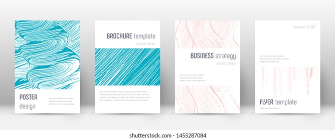 Cover page design template. Minimalistic brochure layout. Classic trendy abstract cover page. Pink and blue grunge texture background. Ravishing poster.