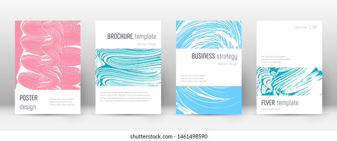 Cover page design template. Minimalistic brochure layout. Classy trendy abstract cover page. Pink and blue grunge texture background. Curious poster.