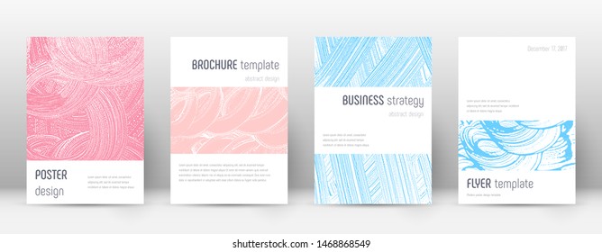 Cover page design template. Minimalistic brochure layout. Classy trendy abstract cover page. Pink and blue grunge texture background. Bold poster.