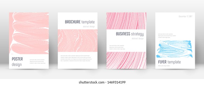 Cover page design template. Minimalistic brochure layout. Classy trendy abstract cover page. Pink and blue grunge texture background. Pleasing poster.