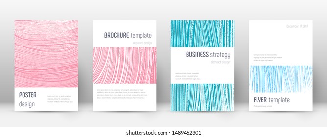 Cover page design template. Minimalistic brochure layout. Comely trendy abstract cover page. Pink and blue grunge texture background. Brilliant poster.