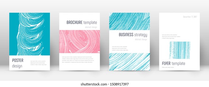 Cover page design template. Minimalistic brochure layout. Classy trendy abstract cover page. Pink and blue grunge texture background. Emotional poster.