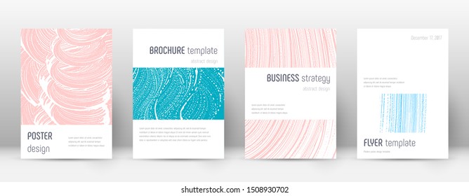 Cover page design template. Minimalistic brochure layout. Comely trendy abstract cover page. Pink and blue grunge texture background. Decent poster.